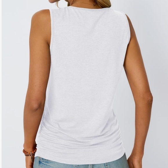 Automet Elegant White Sleeveless Tank Top - Picture 3 of 6